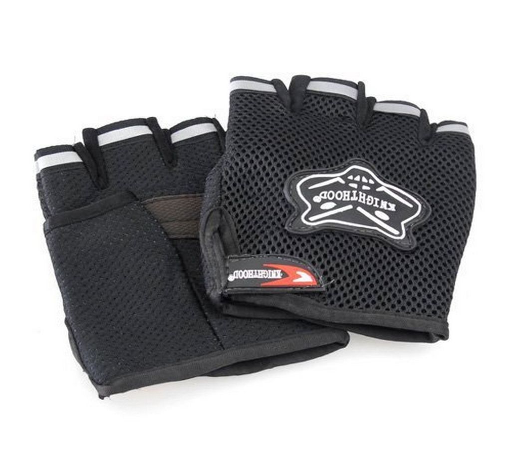 Knighthood 1 Pair Half Bike/Scooter Riding Hand Grip Gloves -Black Color