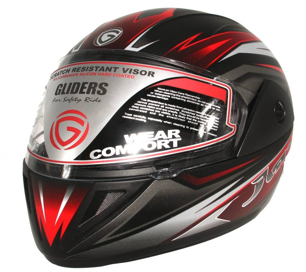 GLIDER Jazz D3 Full Face Helmet  - Matt Black Red