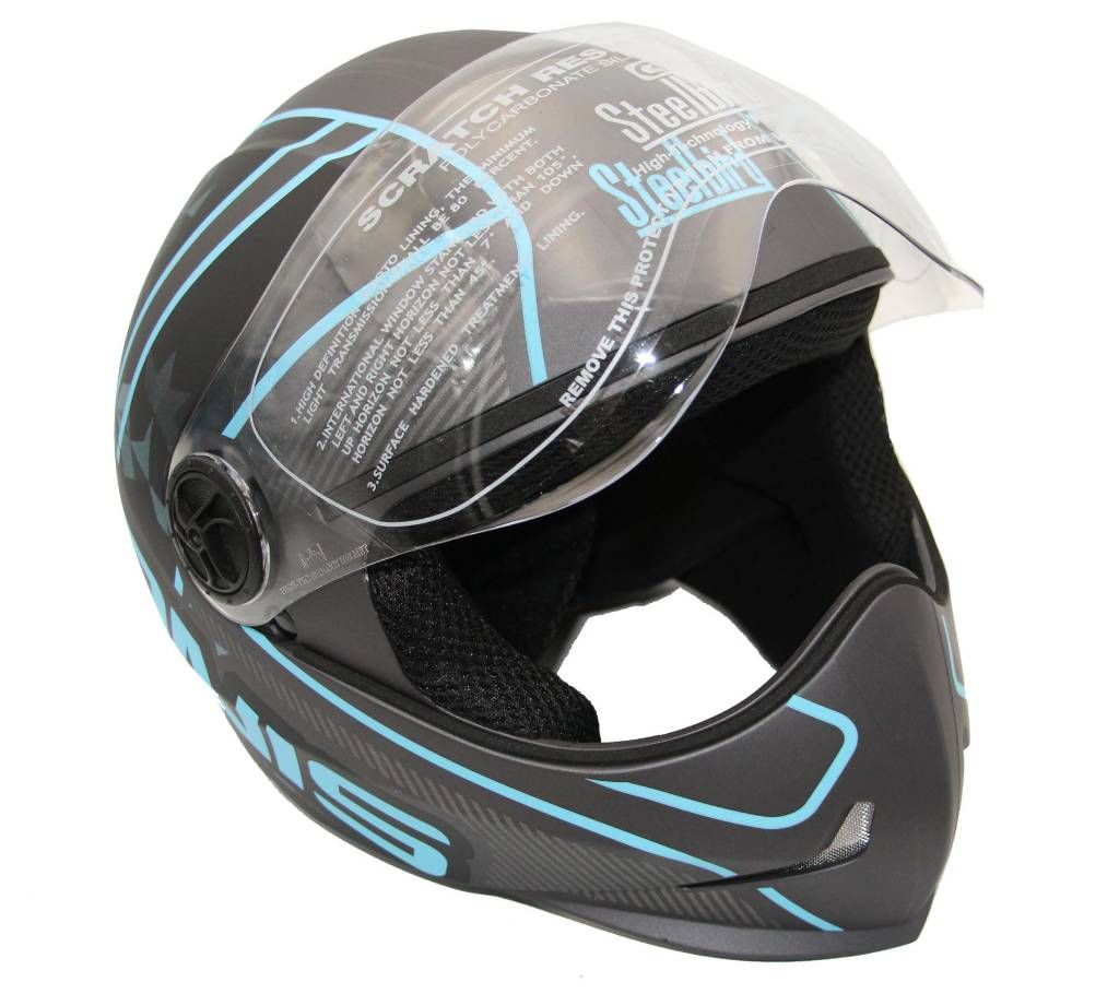 Adonis -Majestic- Full Face Bike Helmet for Men and Women -Black And Sky