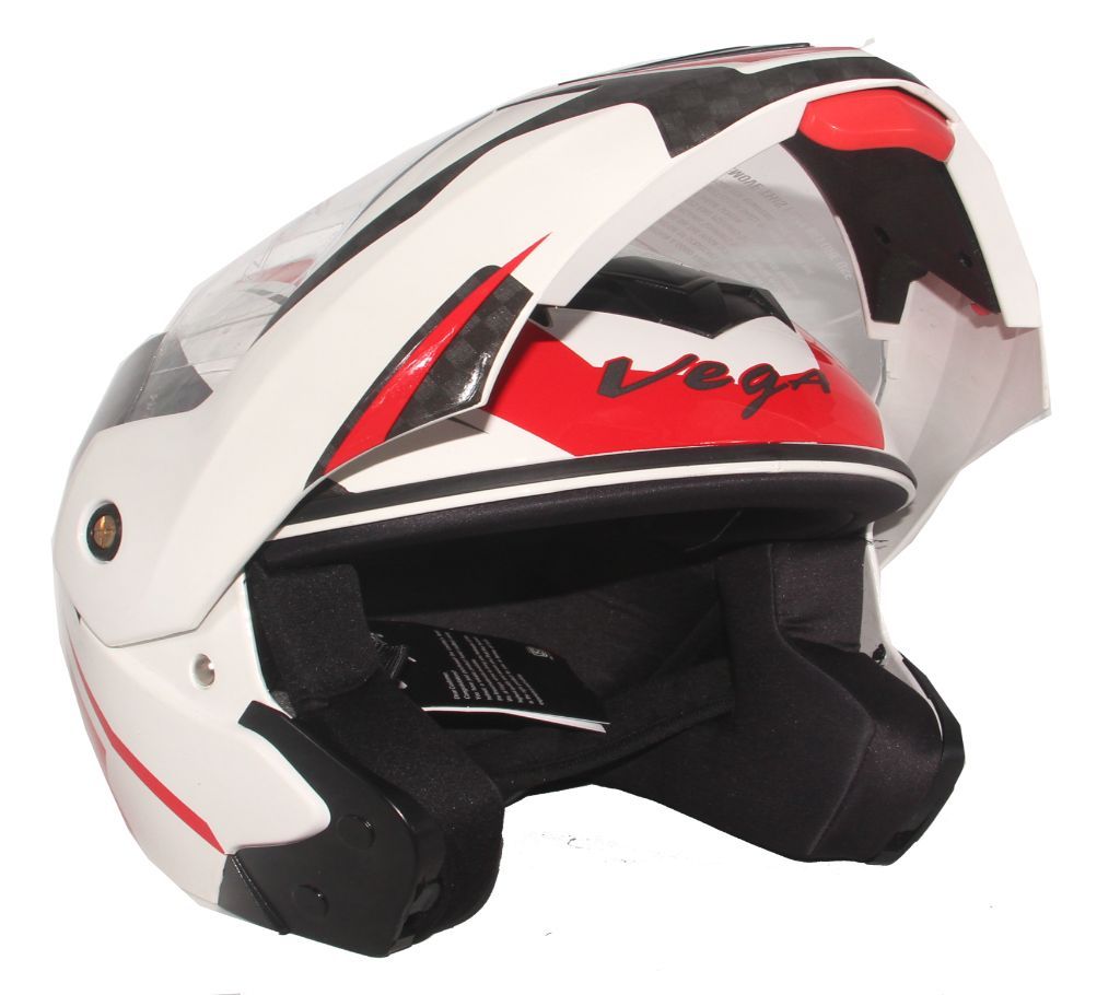 Vega Crux Checks Full Face Helmet-White Red
