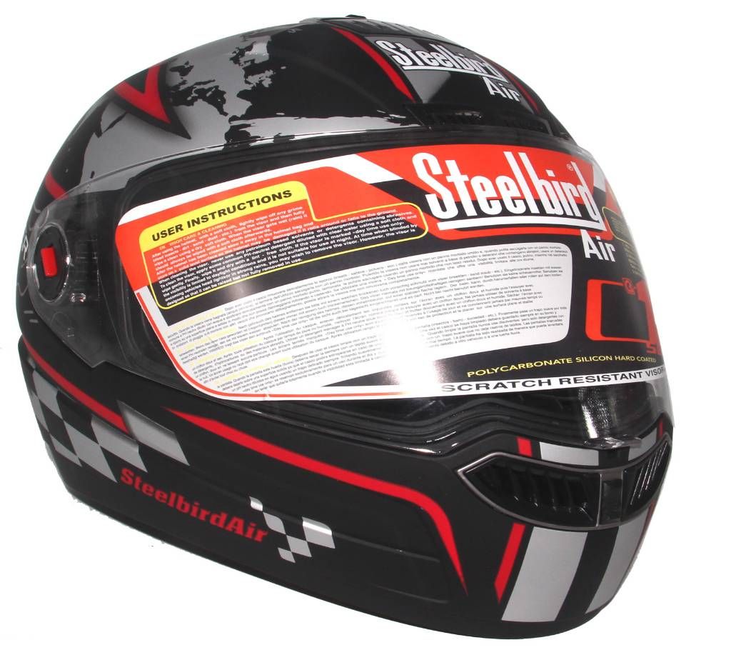 Steelbird Racer- Full Face Bike Helmet for Men and Women - Red