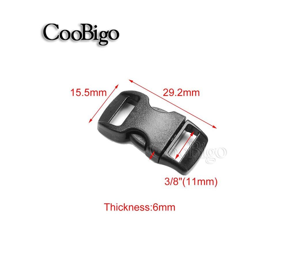 Curved 3/8" (10mm) Side Release Buckle Black Hardware Parachute 550 Cord Paracord Bracelet Outdoor Camp Dog Cat Collar Bag Parts