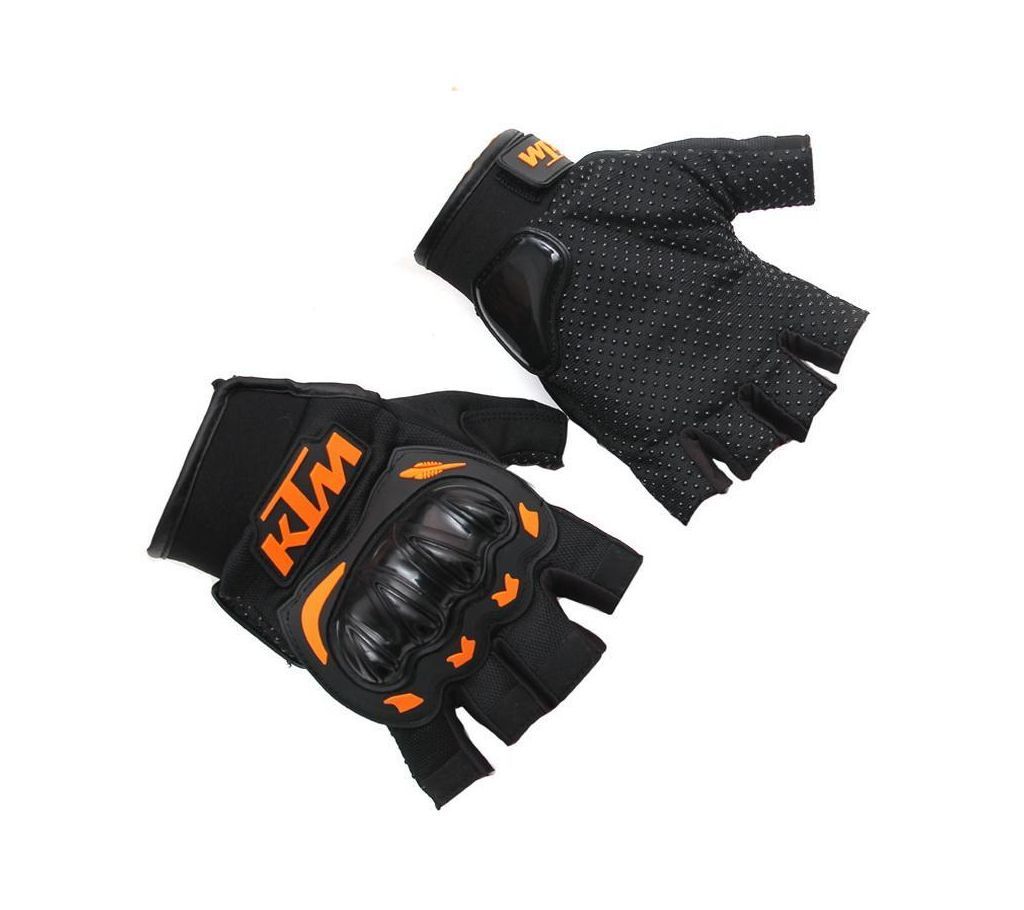 Motorcycle Gloves Orange Green Color Half