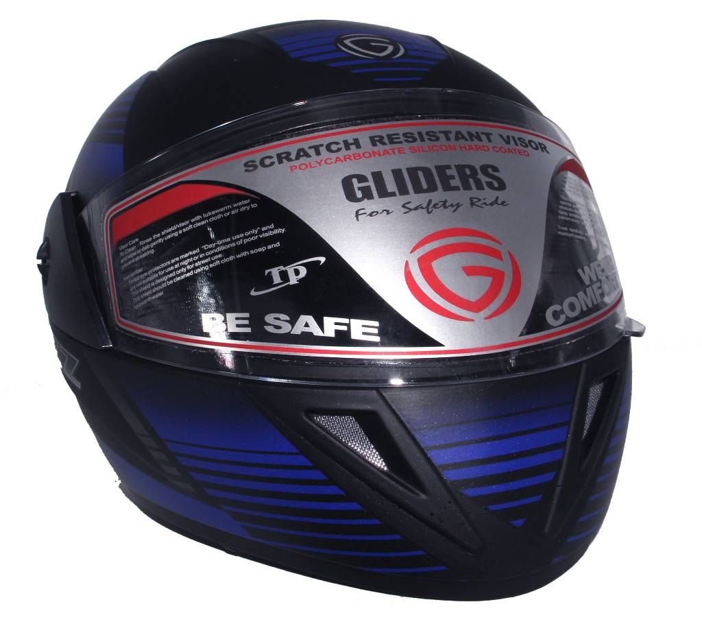 GLIDER Jazz D5 Full Face Helmet  - Matt Black Blue