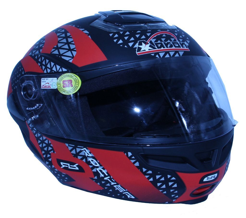 Aaron-Full Face-Hybrid  Decor- Matt Black+Red Helmet