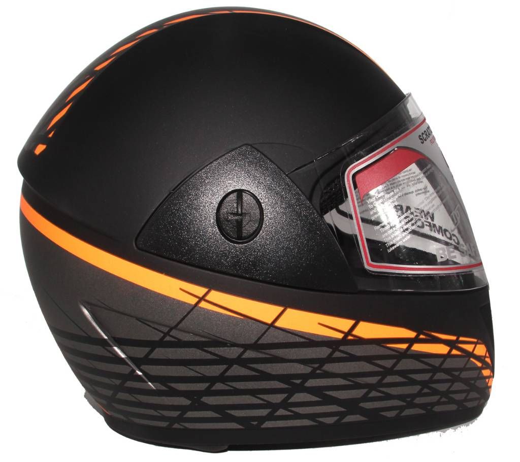 GLIDER Jazz D6 Full Face Helmet  -Matt Black Orange