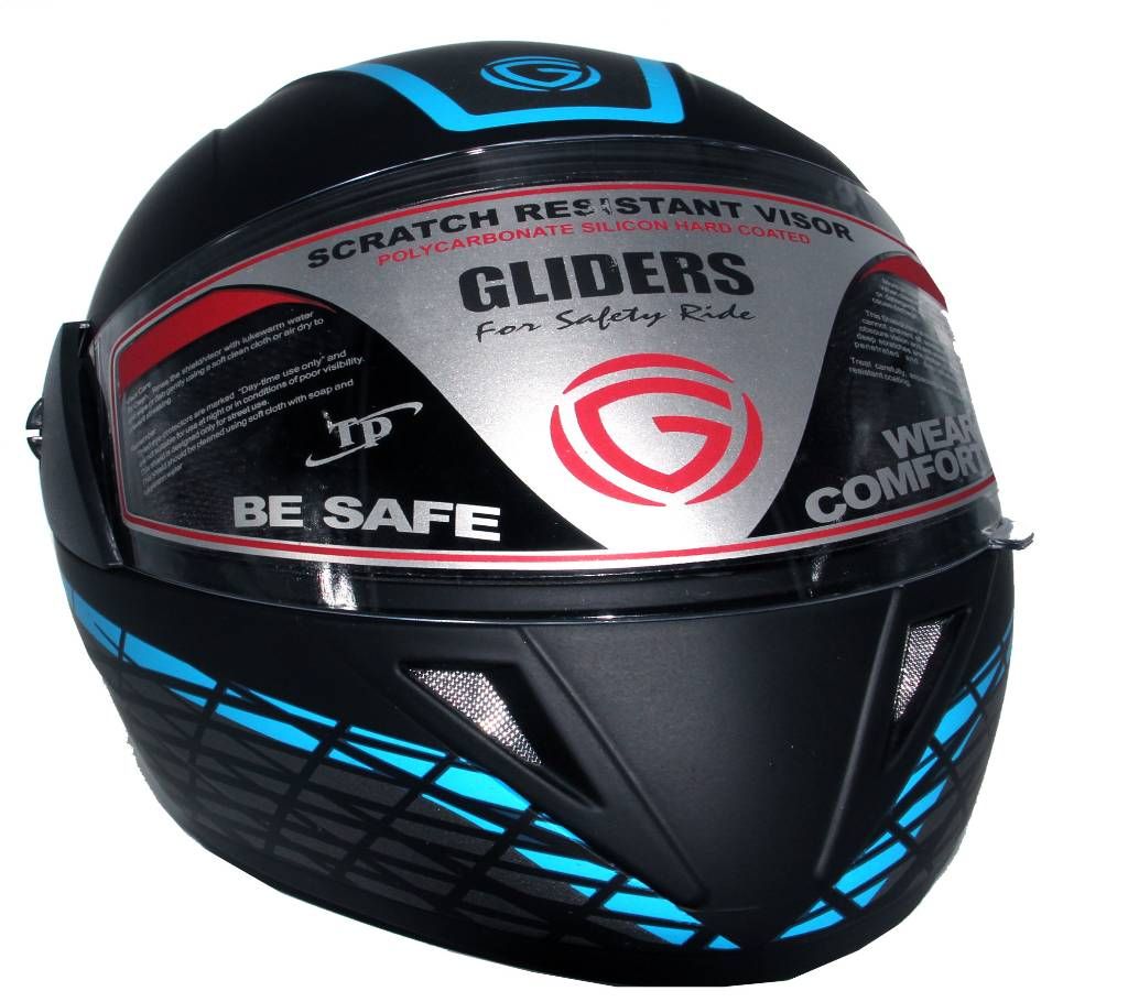 GLIDER Jazz D6 Full Face Helmet  - Matt Black Blue
