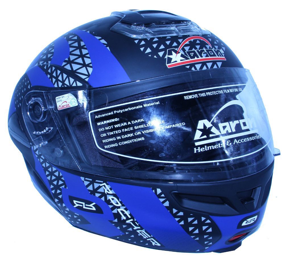 Aaron-Full Face-Hybrid  Decor- Matt Blue+Black Helmet