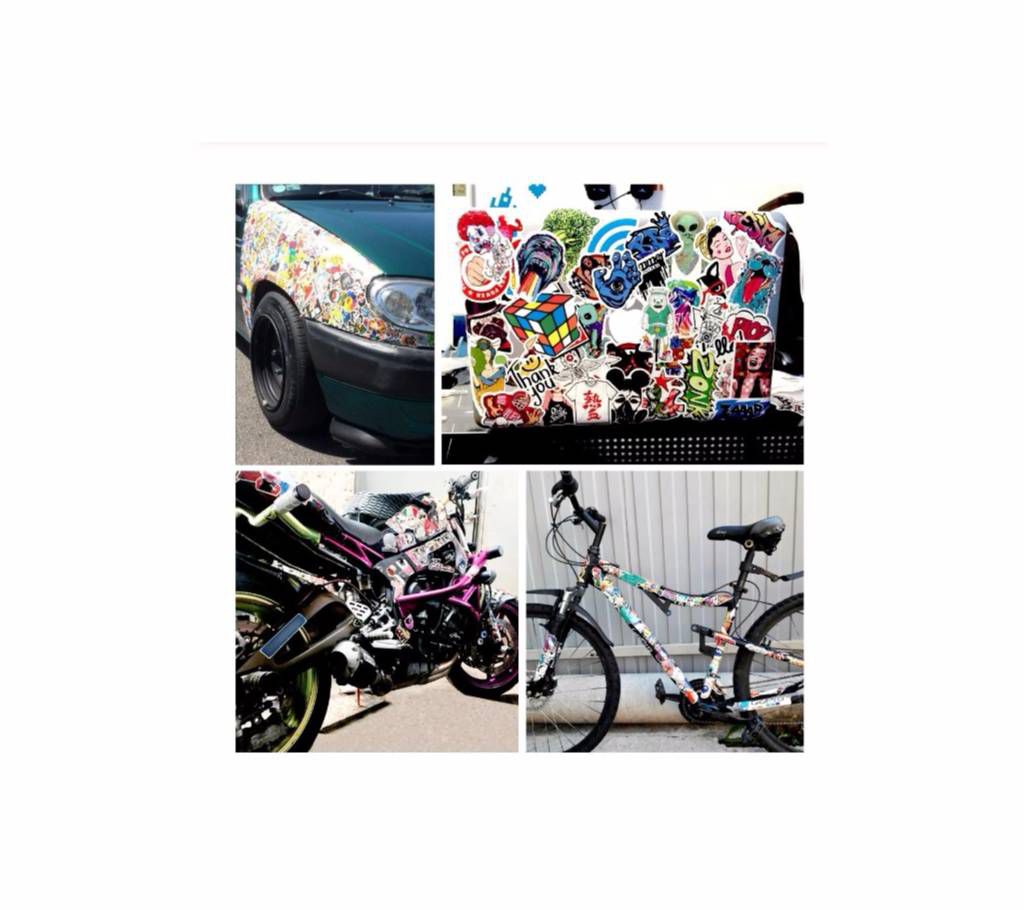50 pcs Mixed Cartoon Stickers for Car Styling Bike Motorcycle Phone Laptop