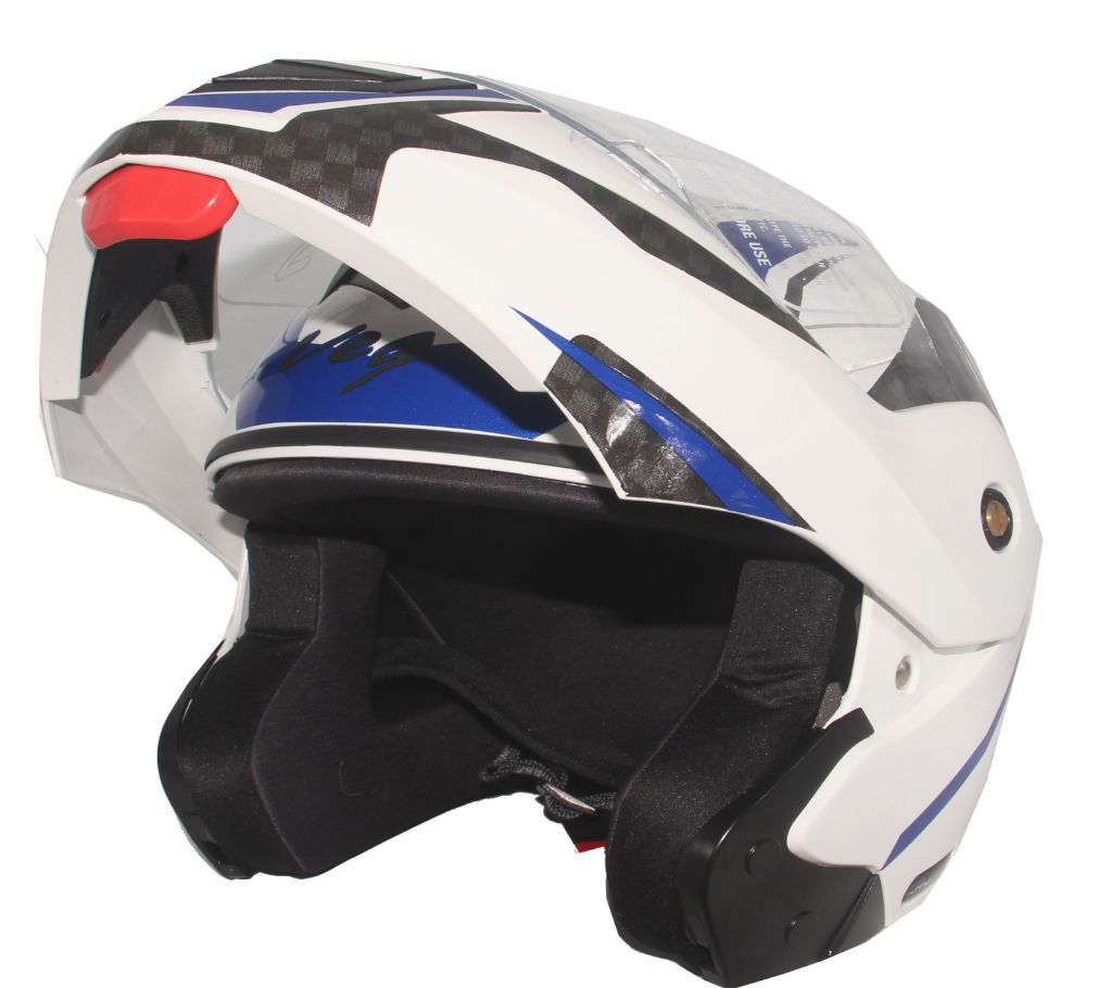 Vega Crux Checks Full Face Helmet-White Blue