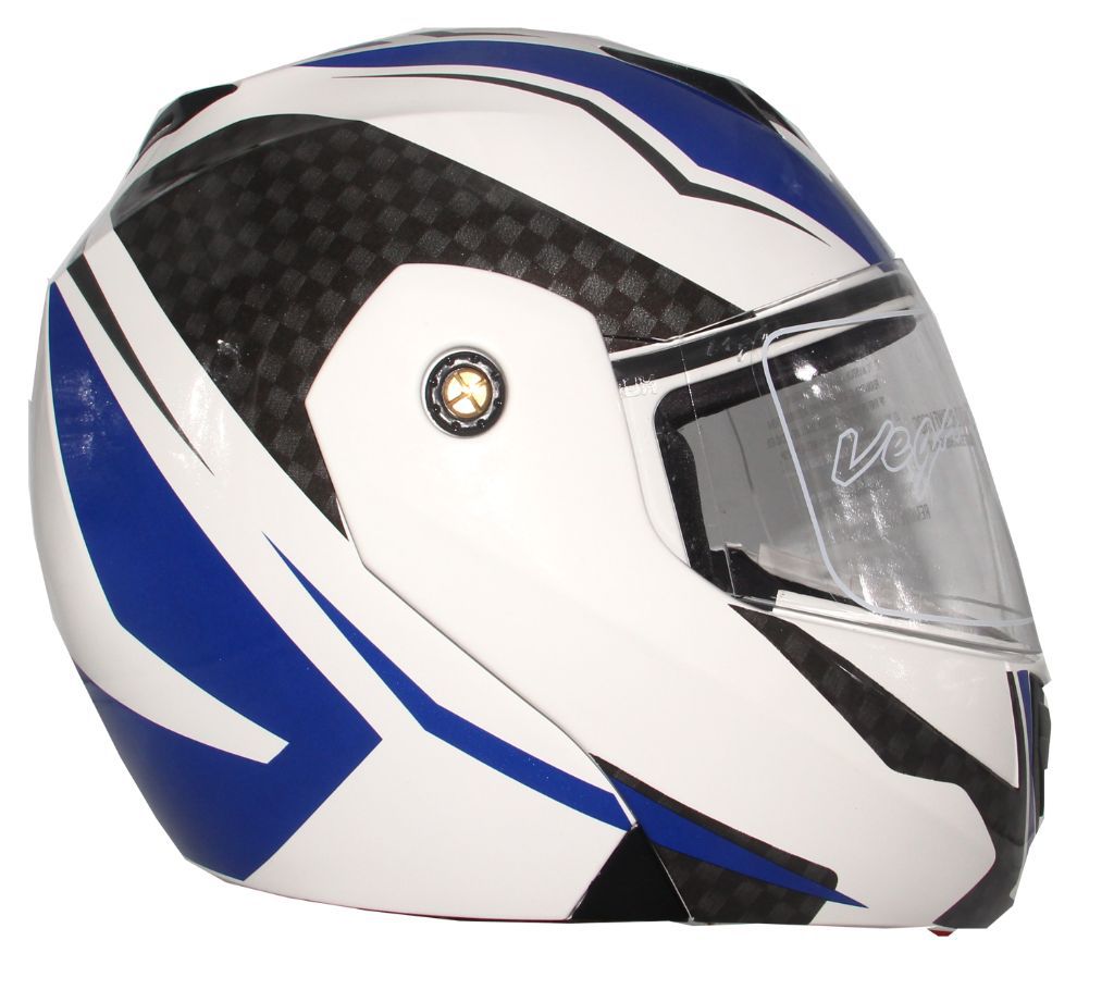 Vega Crux Checks Full Face Helmet-White Blue