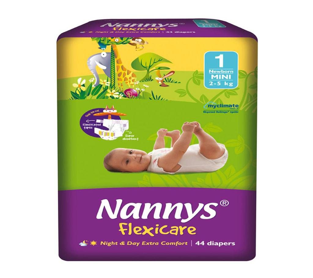 Nannys Flexicare Baby Diaper- Small 2-5Kg (44Pcs)