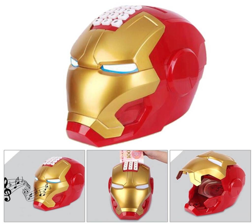 Smart Electronic Iron Man Password Piggy Bank Cash Coin Can Auto Scroll Paper Money Saving Box (10 Songs Included)