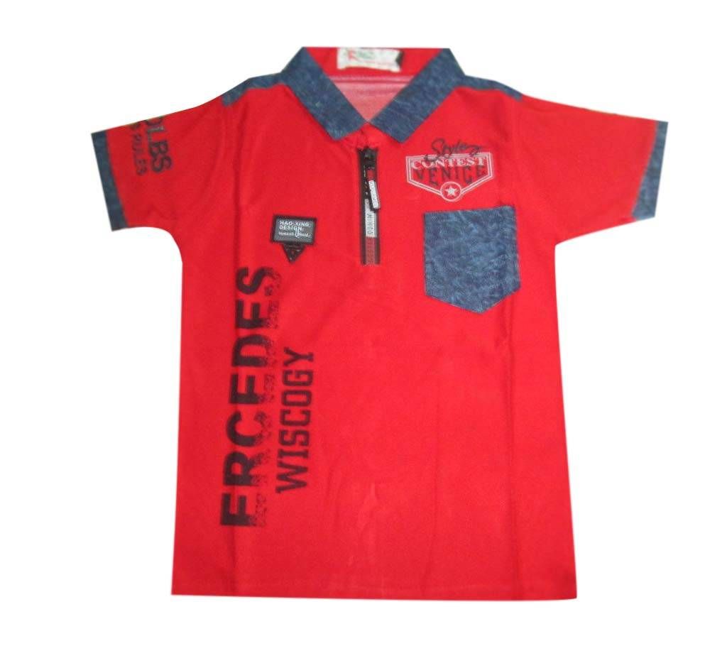 RED Cotton Short Sleeve T-Shirt FOR KIDS