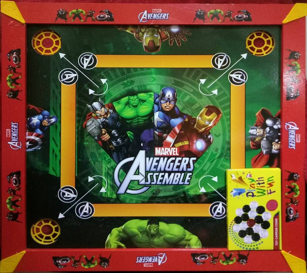 WOODEN AVENGERS Kids Carrom 3 In 1 Game Board - Multicolor