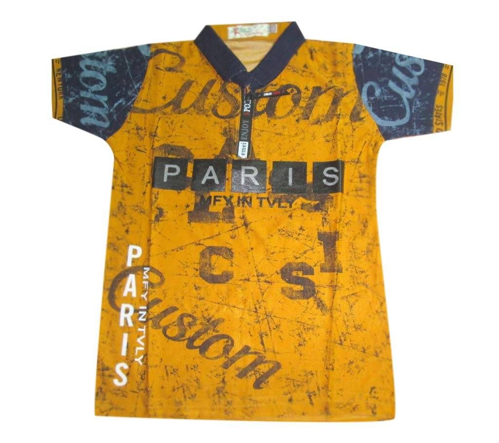 Yellow Cotton Short Sleeve Shirt FOR KIDS