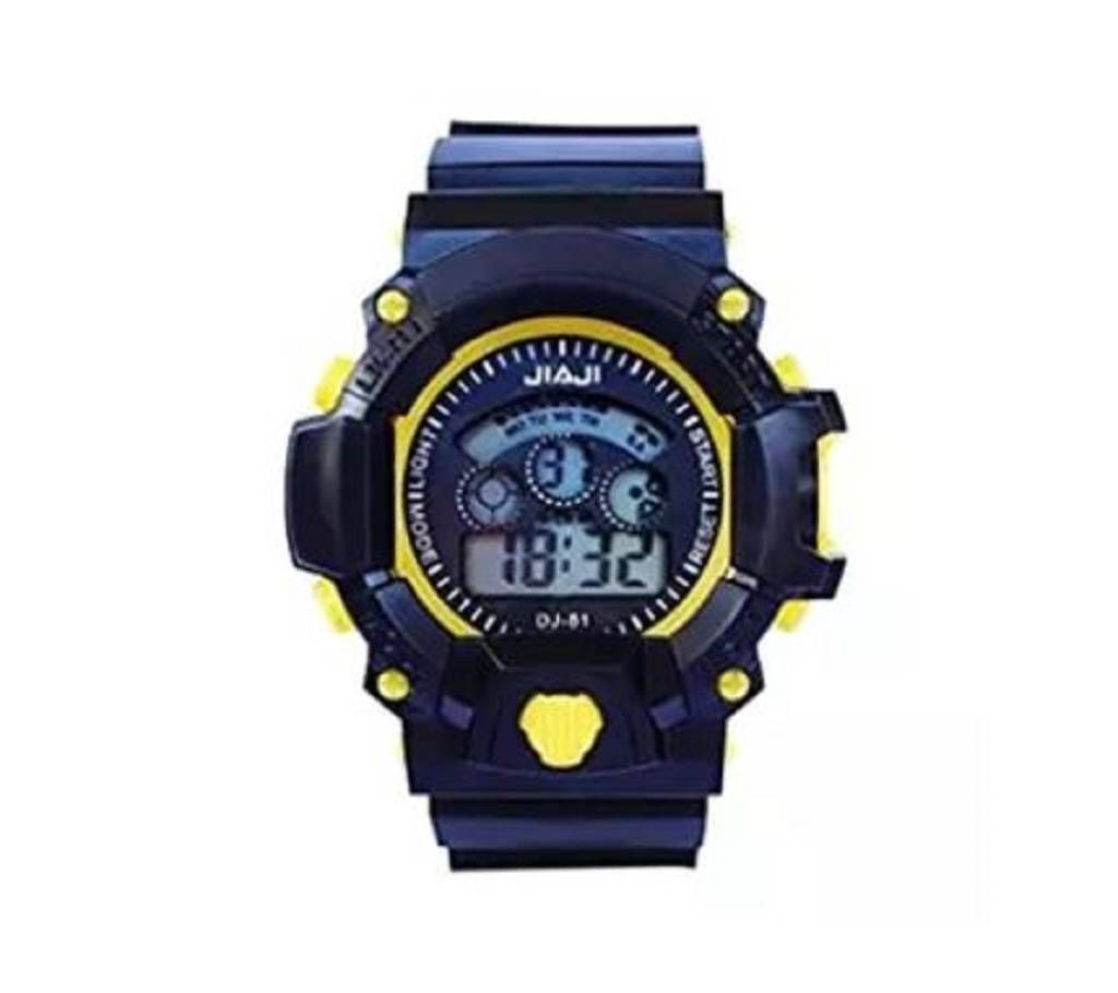 Digital Watch for Men - Black and Yellow