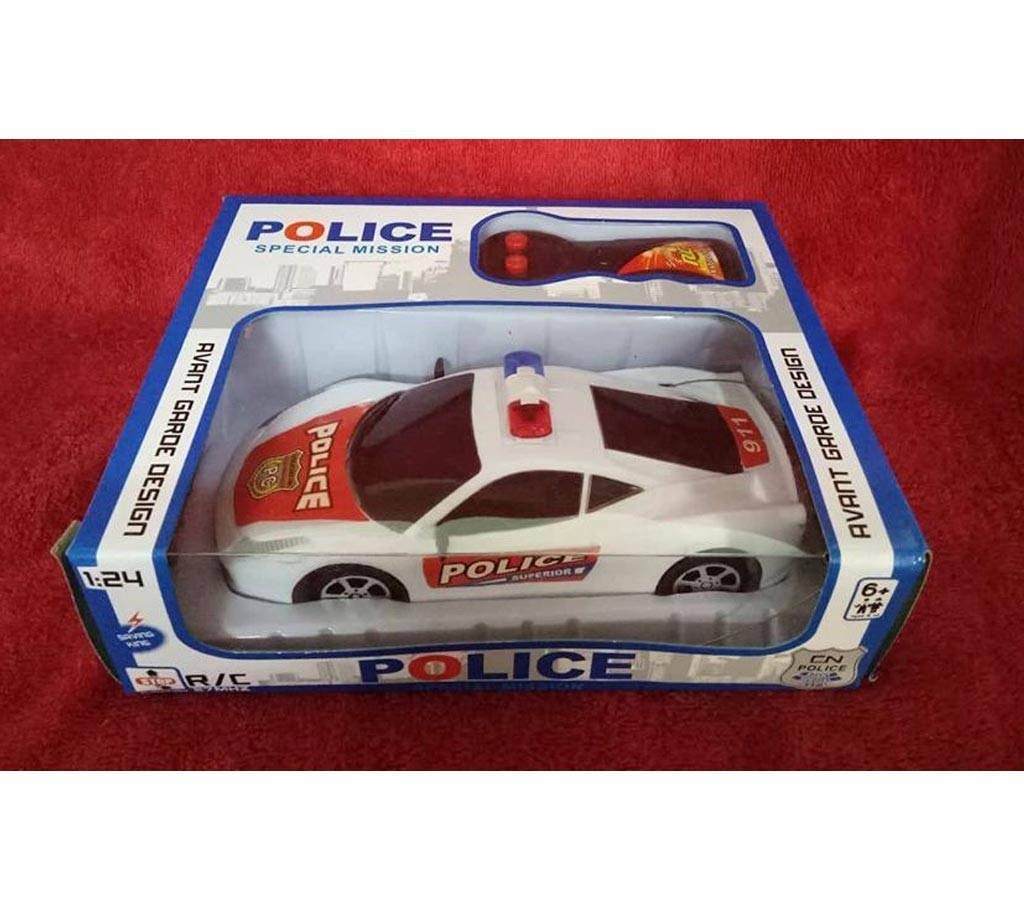 Plastic Remote Control Police Car - White and Red