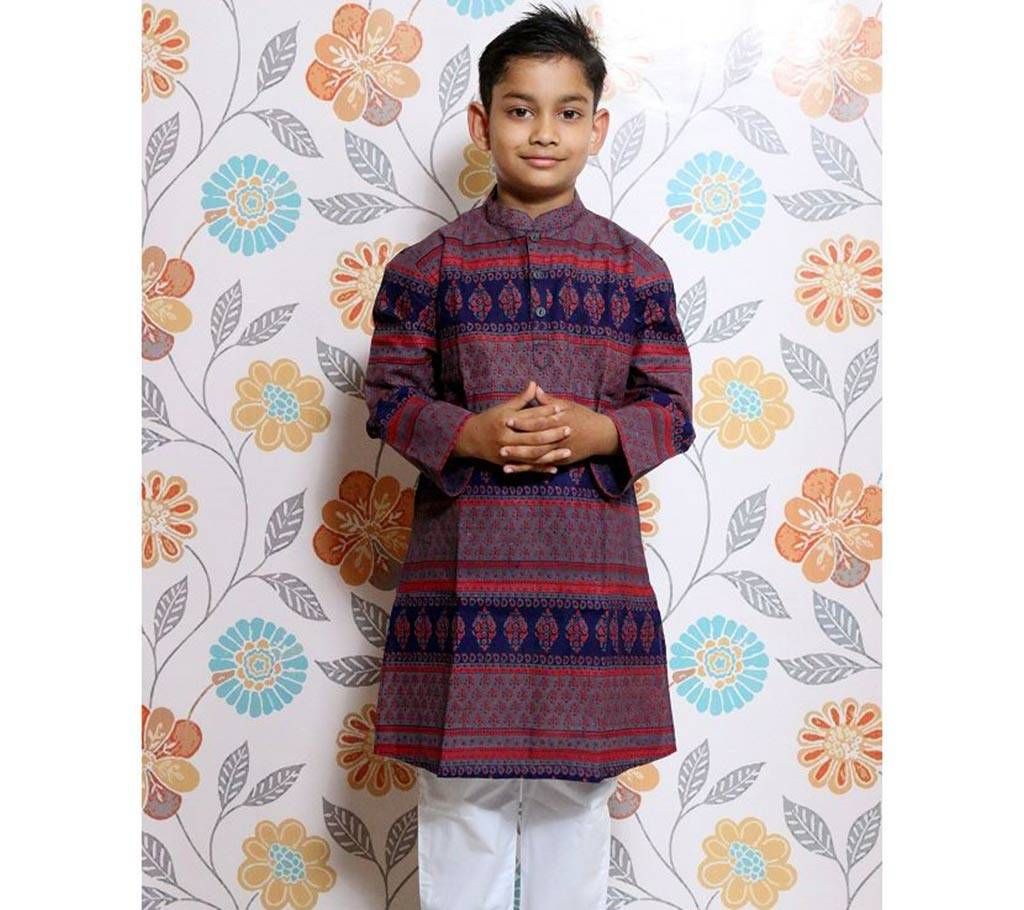 Navy Blue all over printed Kid’s Panjabi and Payjama Set by Ritzy