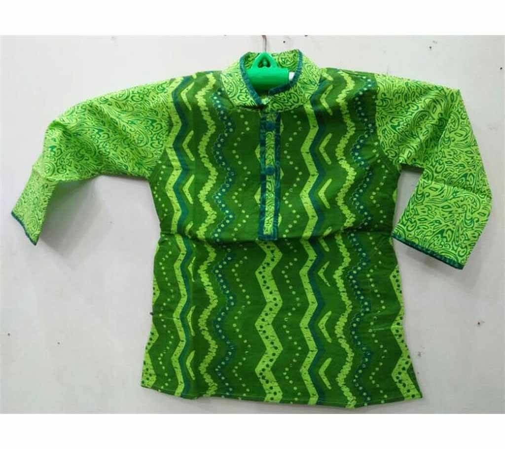 Grass green print Panjabi  (1 -7 yrs)