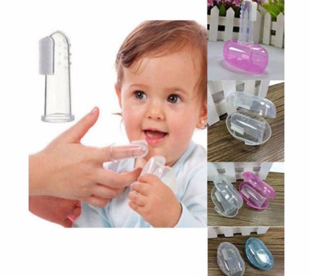 1Pcs Soft Silicon Childrens Finger Baby Toothbrush With Box