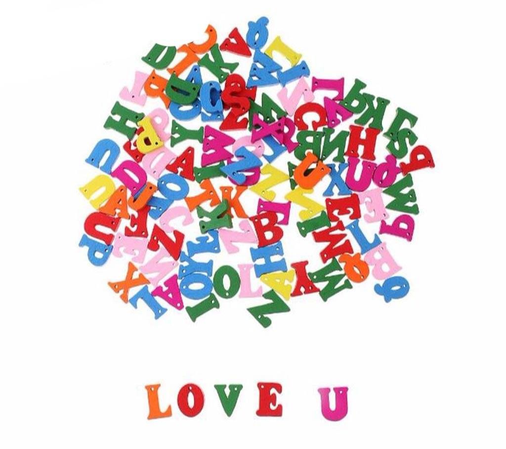 100Pcs/Lot Colorful  Wooden Letter Alphabet Education Puzzle Toys for Kids