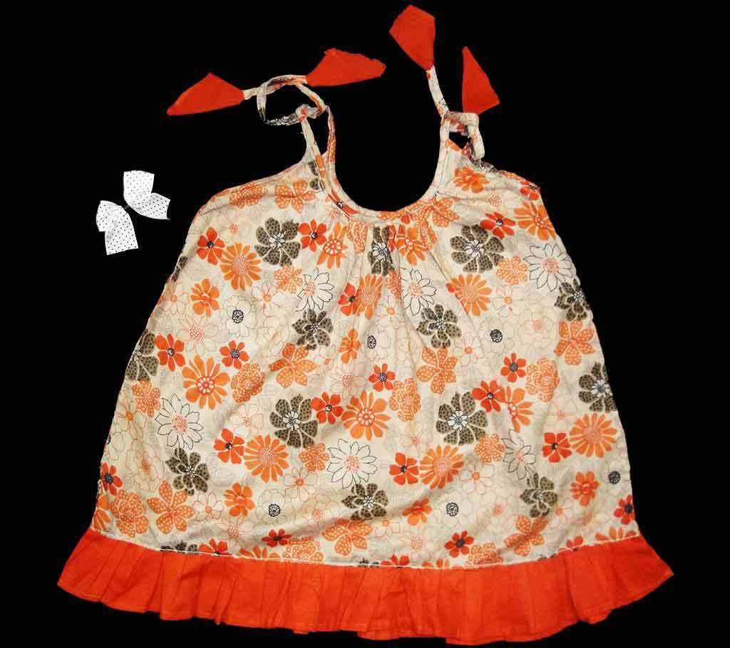 Lace system printed cotton frock 