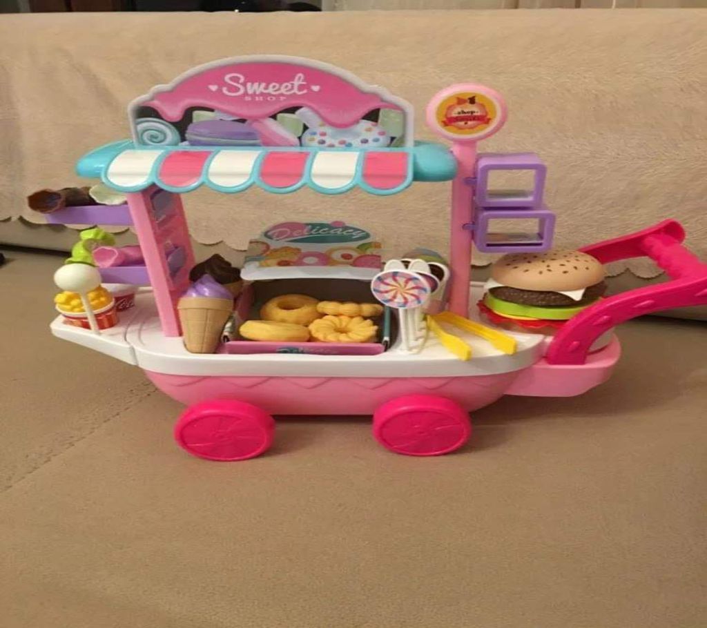Baby Kitchen Miniature Sweet Shop Cart Ice Cream Dessert Toys Plastic