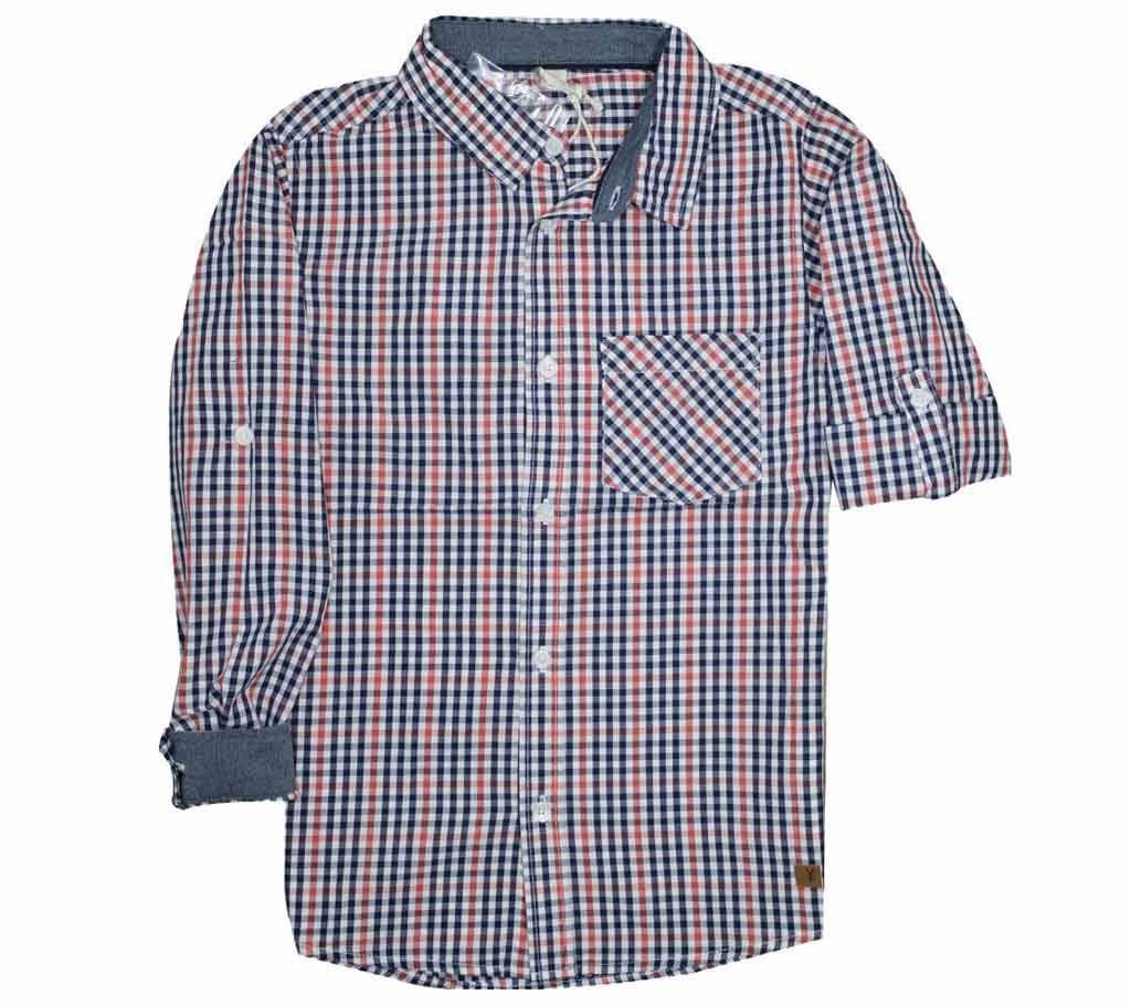 Multi color check Cotton long Sleeve boys shirt