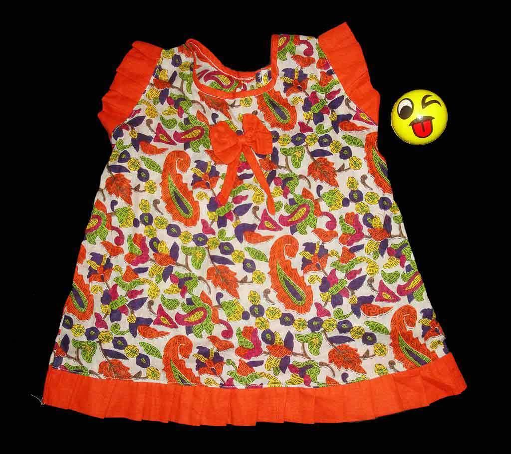 multi color printed cotton frock 