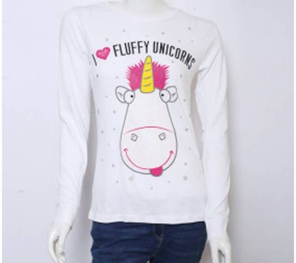 GLITTER PRINTED FULL SLEEVE T-SHIRT FOR GIRLS