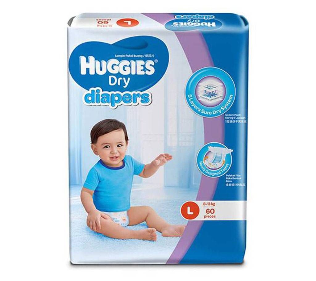 Huggies Dry Diaper L - (8-13kg) - 60 pcs