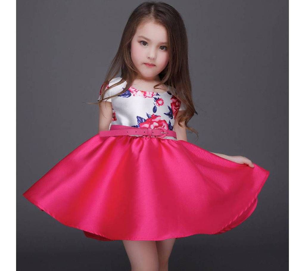 Half sleeve silk frock for baby girl 