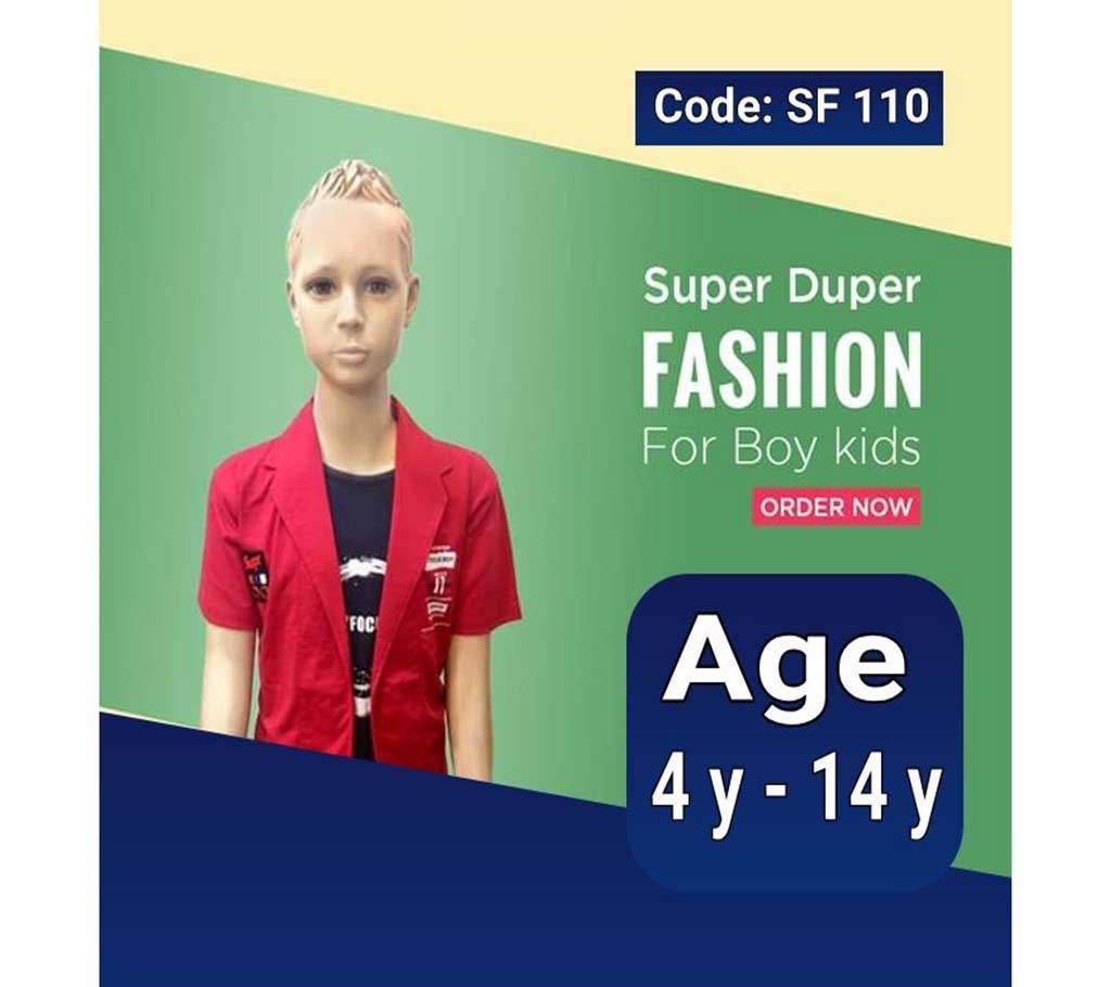 Half Sleeve Kids Polo Shirt - Red and Blue 