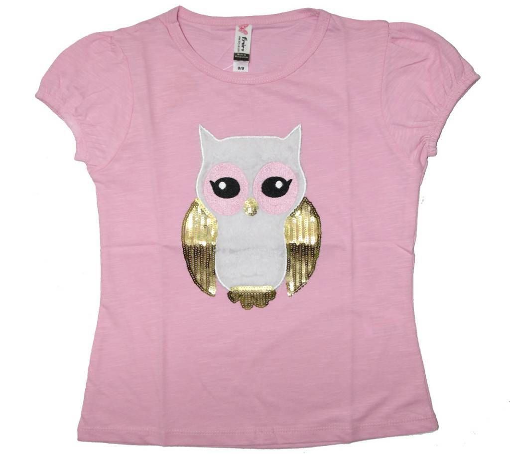 Baby Girls Cotton Round Neck T-Shirt