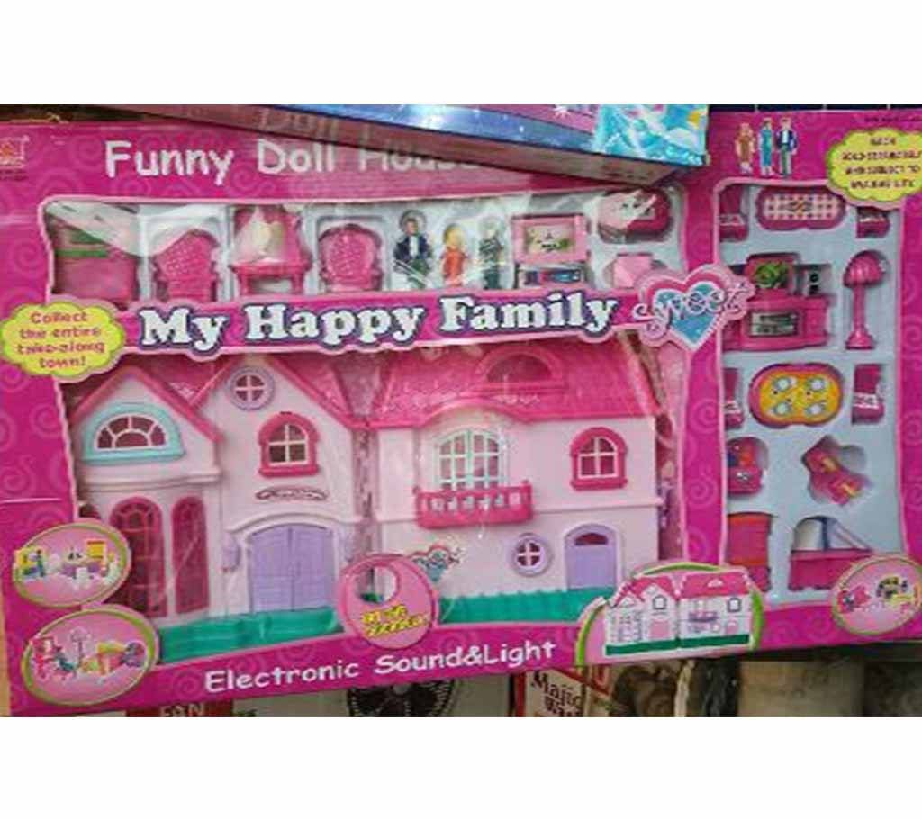 Plastic Happy Family Toy House - Pink