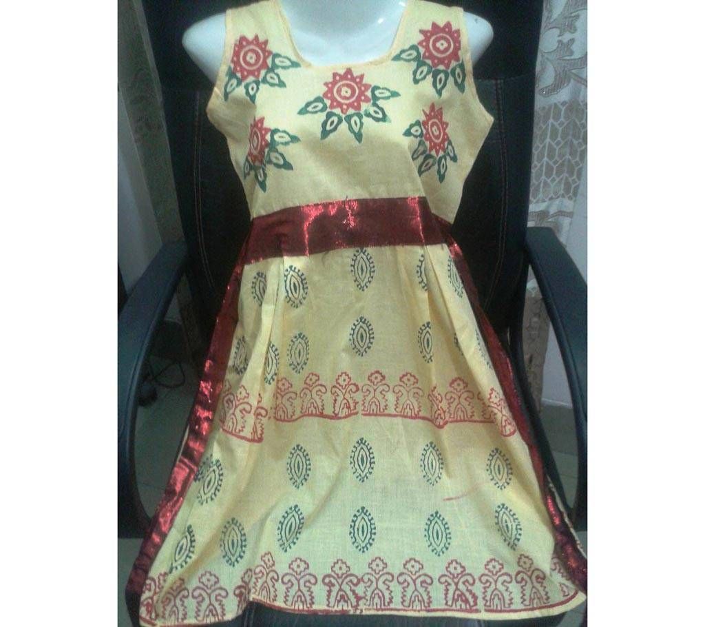 Sleeveless cotton frock for baby girl-code 2410