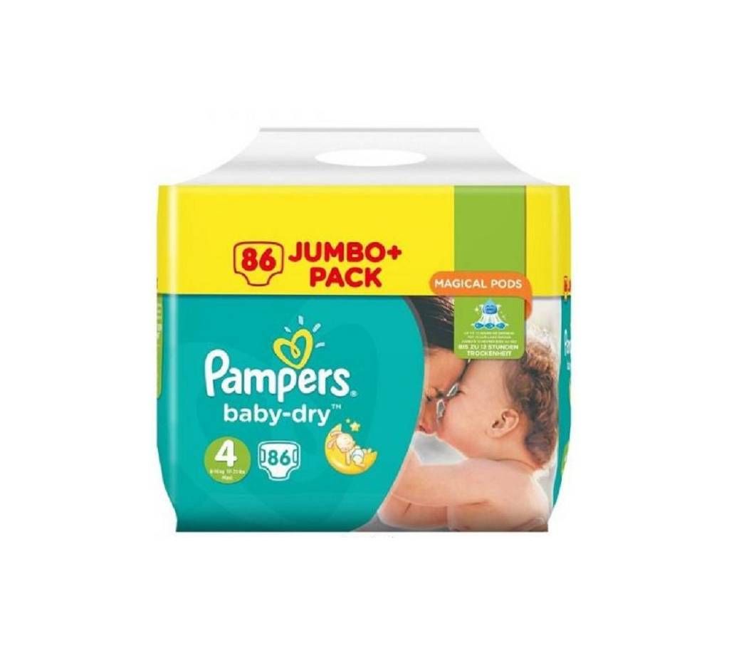 Pampers Baby Dry  Size 4 Jumbo Pack 86 ( 9 - 14kg) - UK