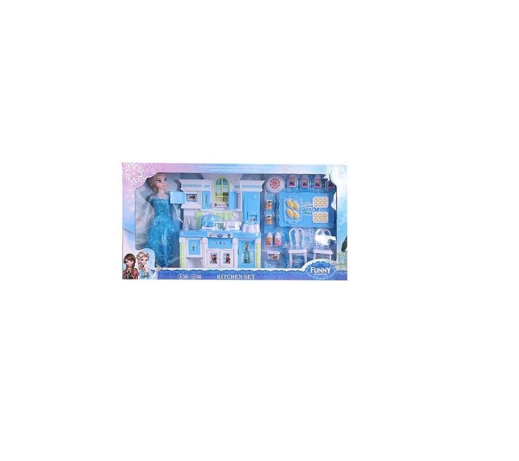 Plastic Kitchen Toy Set - Blue and White