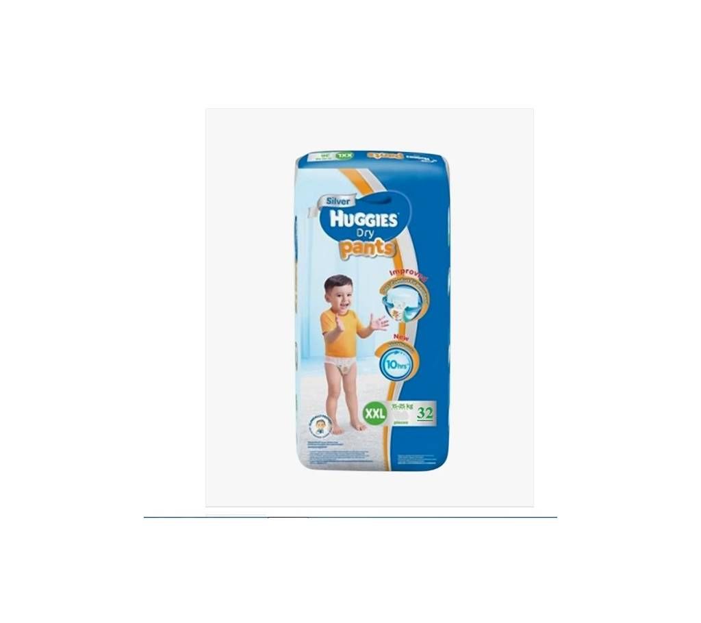 HUGGIES DIAPERS DOUBLE EXTRA LARGE XXL (15-25 KG) -PANTS STYLE -32 PCS (Malaysia)