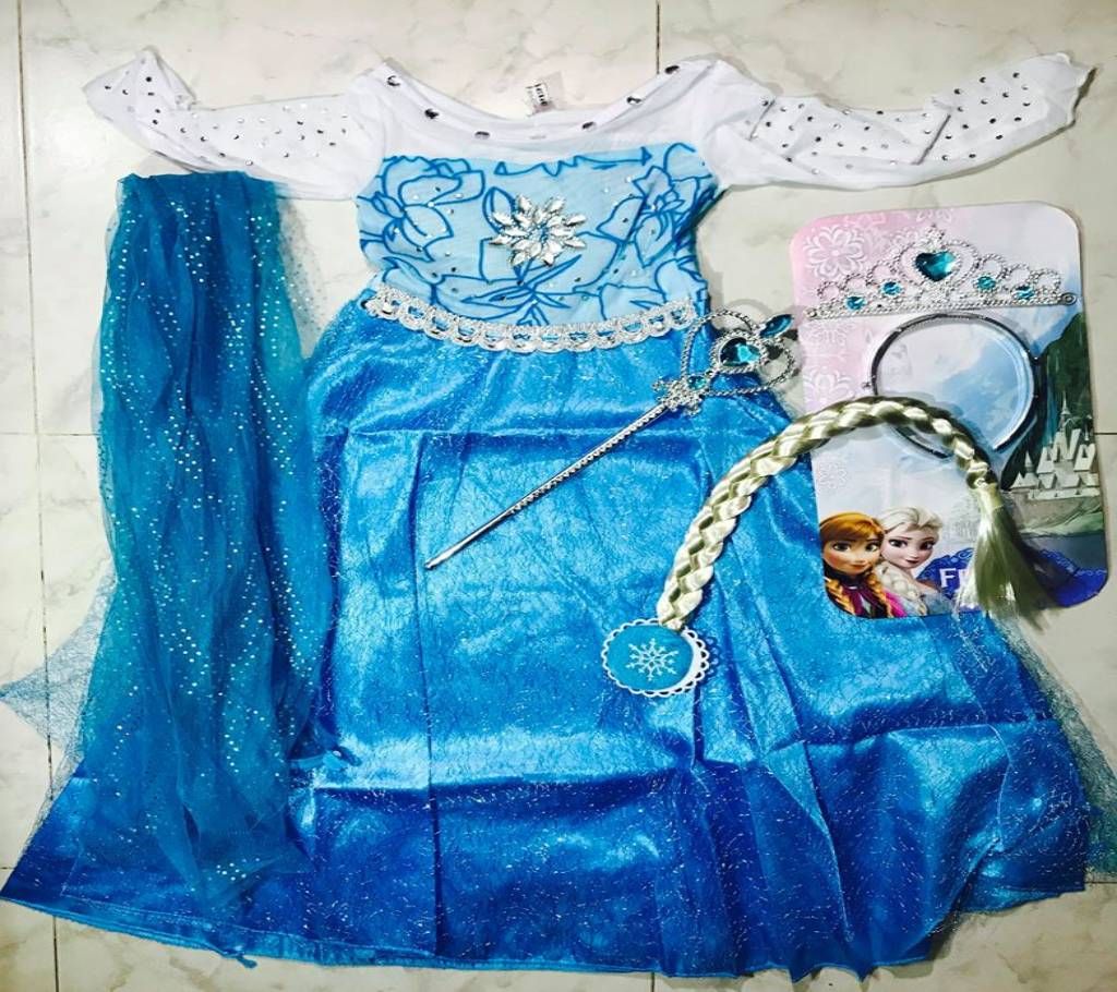 Elsa Dress with Hair, Wand and Crown