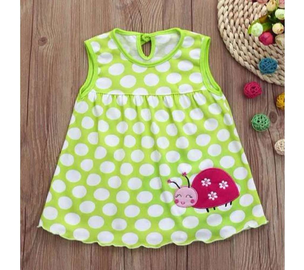 Casual Baby Girls Summer Dress Soft Cotton Sleeveless Dot Cartoon