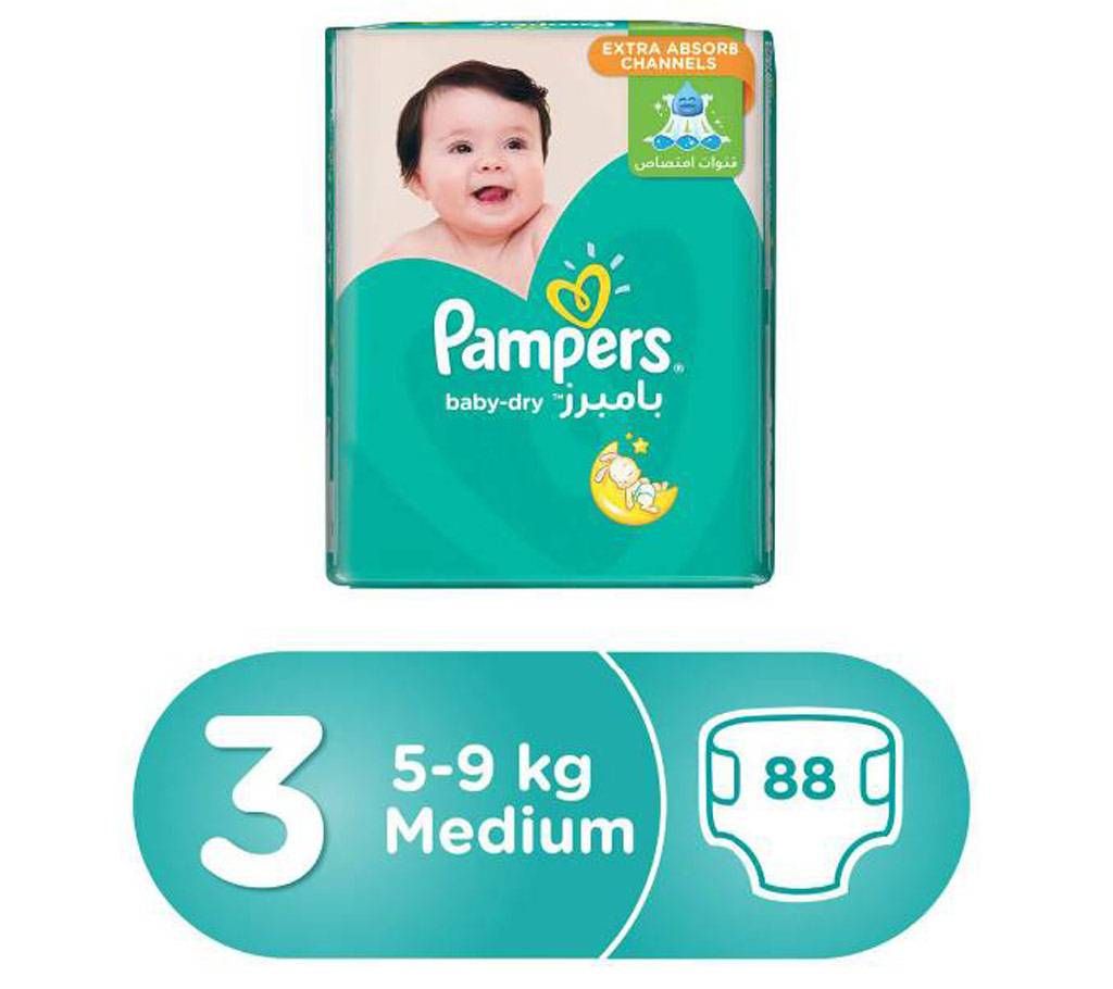 Pampers Dry Diaper M-(5-9 kg) 88 pcs