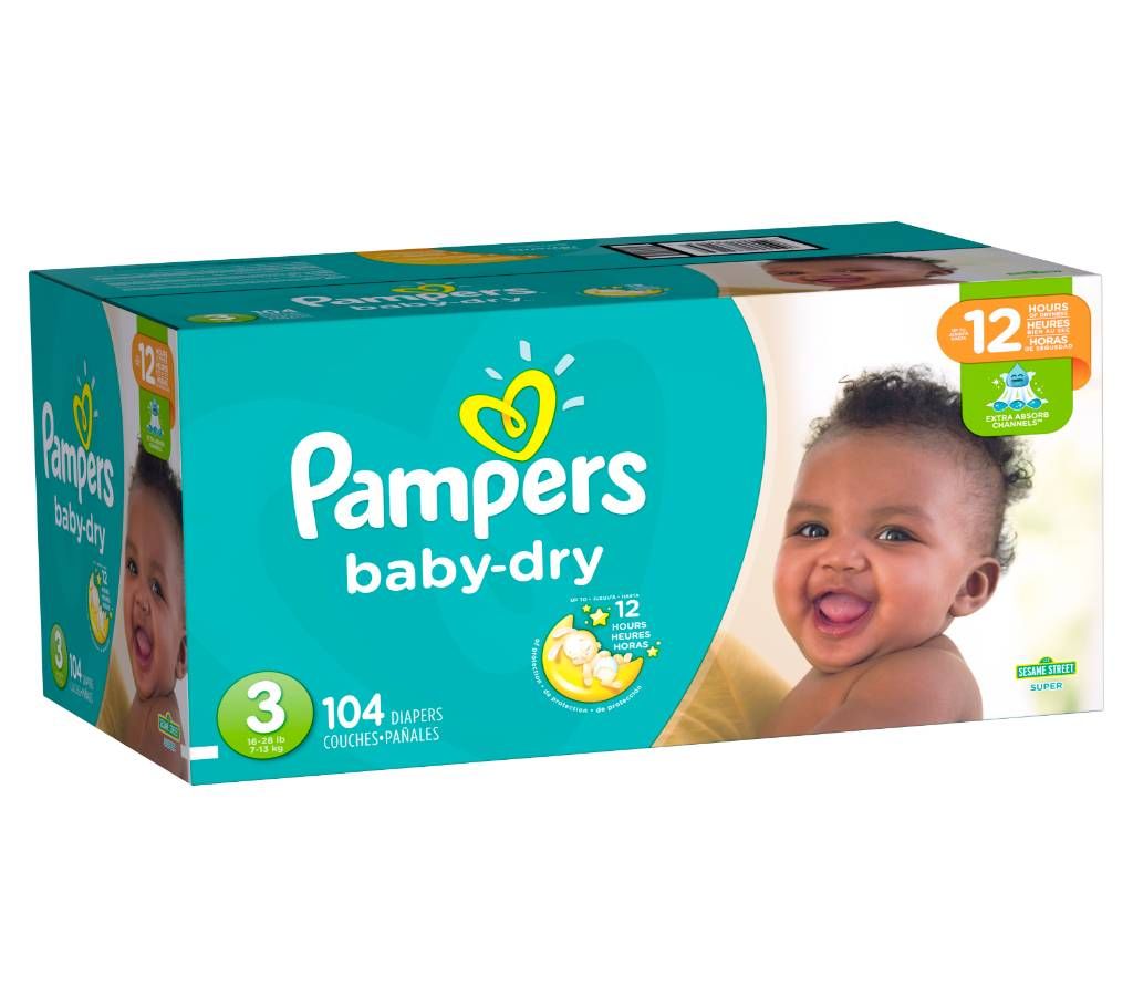 Pampers Active Baby-Dry Diapers Size -3 (Jumbo Box) - 104 Count
