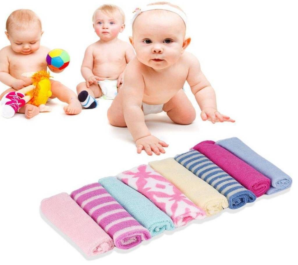 Soft Cotton Baby Handkerchief or Towel - Pack of 8pcs 