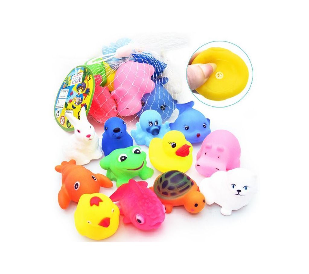 Soft Rubber Float Sqeeze Sound Baby Wash Bath Play Animals Toys -6 pis