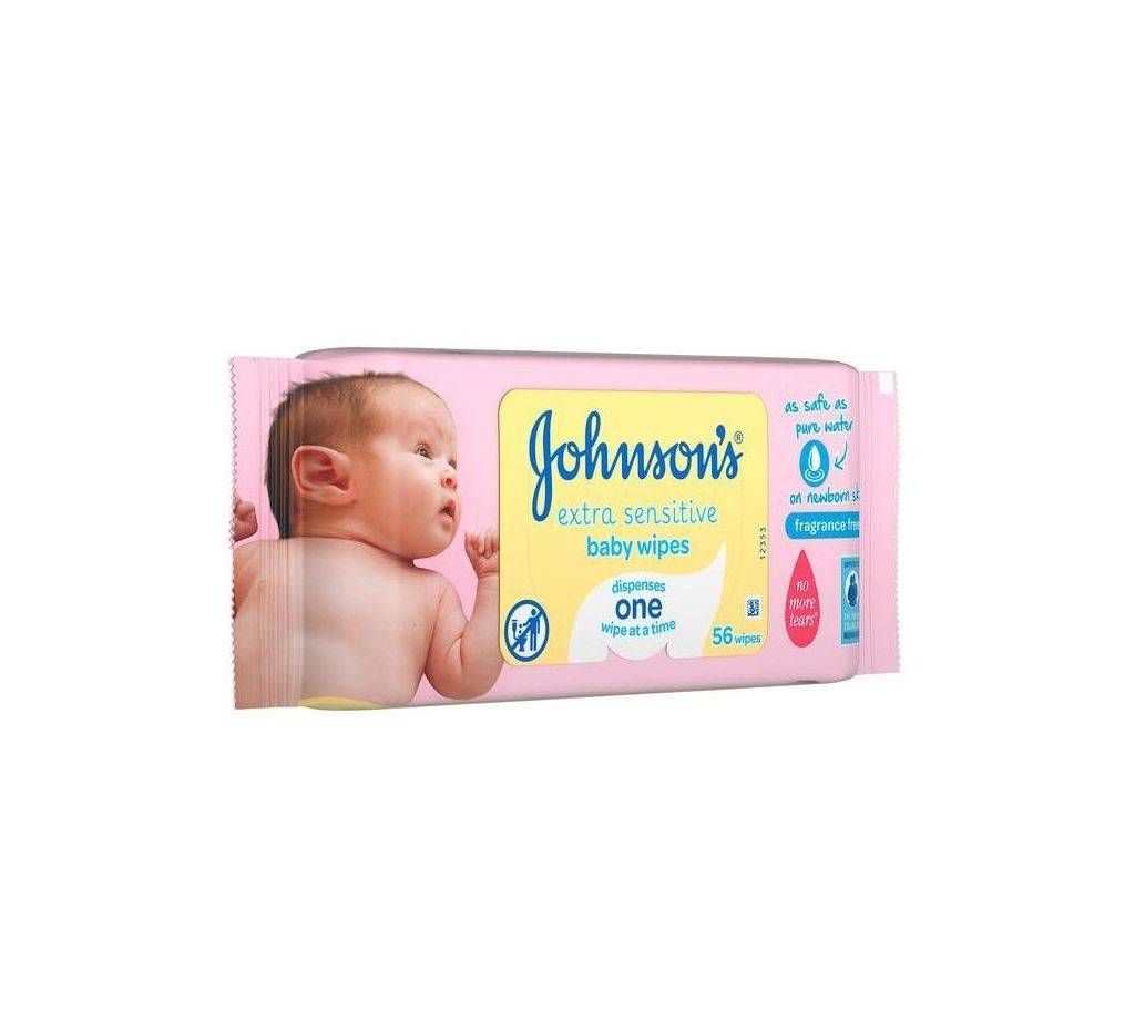Jhonson's Extra Sensitive Baby  Wipes (UK) 56piece