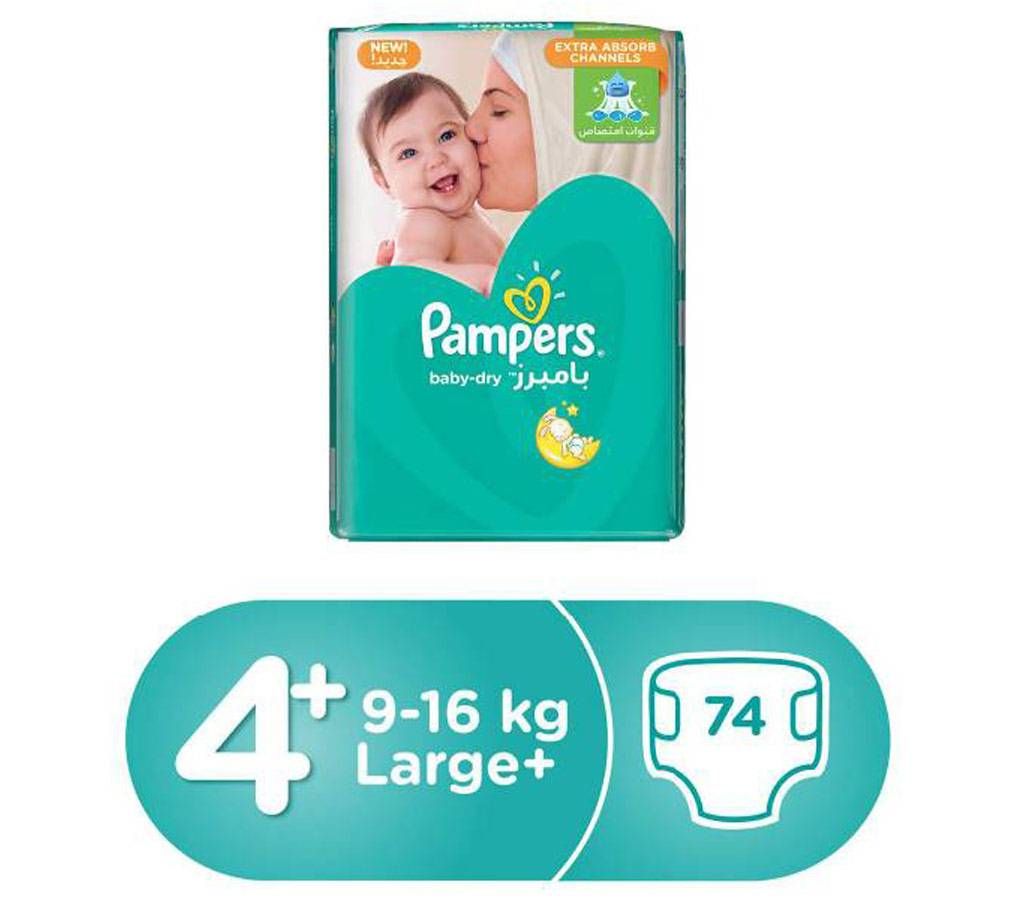 PAMPERS Dry Diaper L Plus -(9-16 KG) 74 pcs