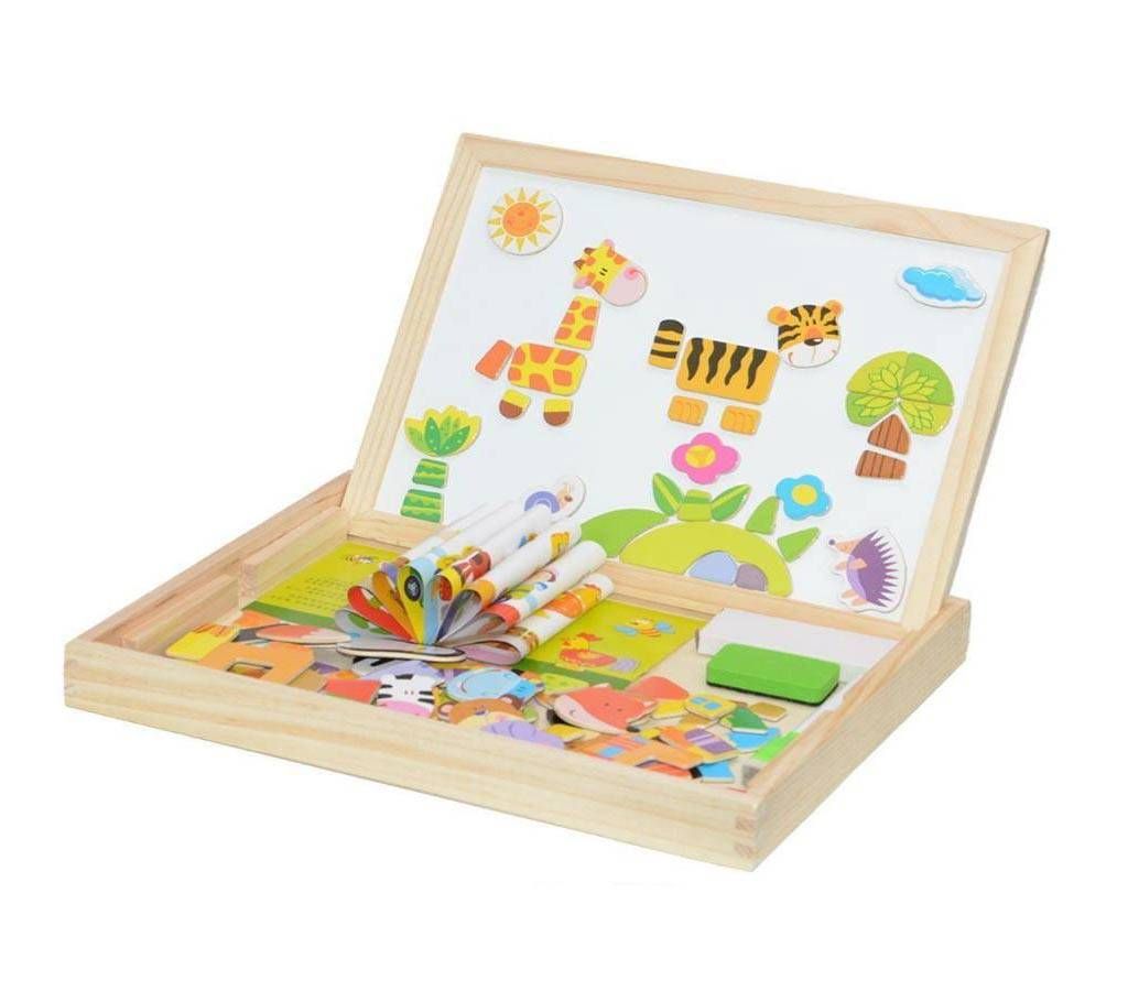 100 Pieces Wooden Kids Toy Magnetic Board Puzzle Games