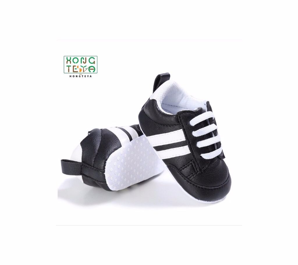 Pu Leather Stripe Soft Anti-slip Baby Shoes For (6-12 months Baby)